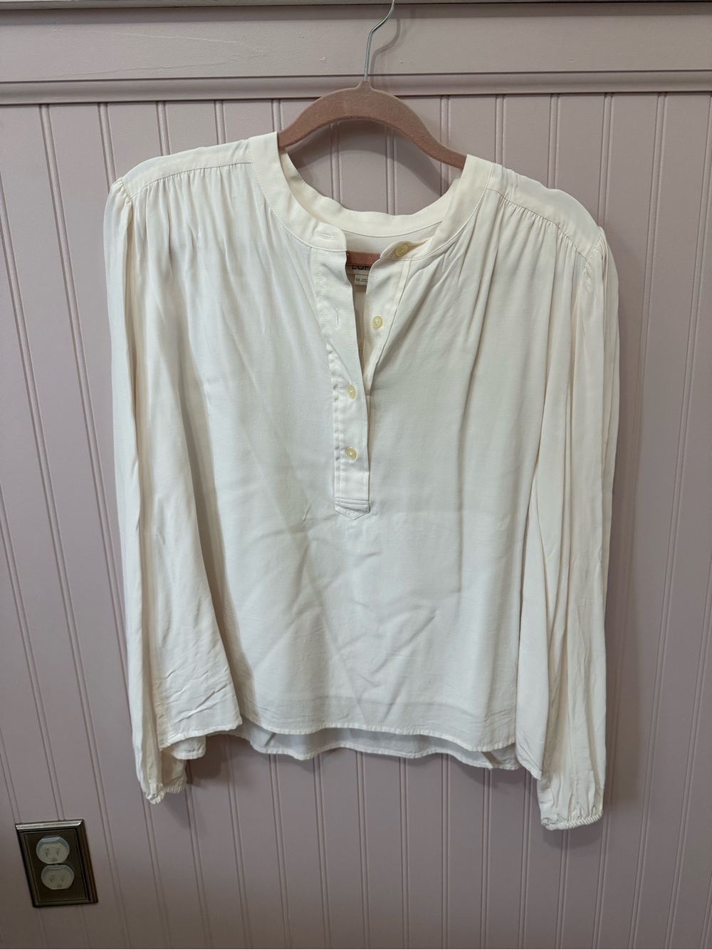 LOFT Off-White Button Henley Blouse